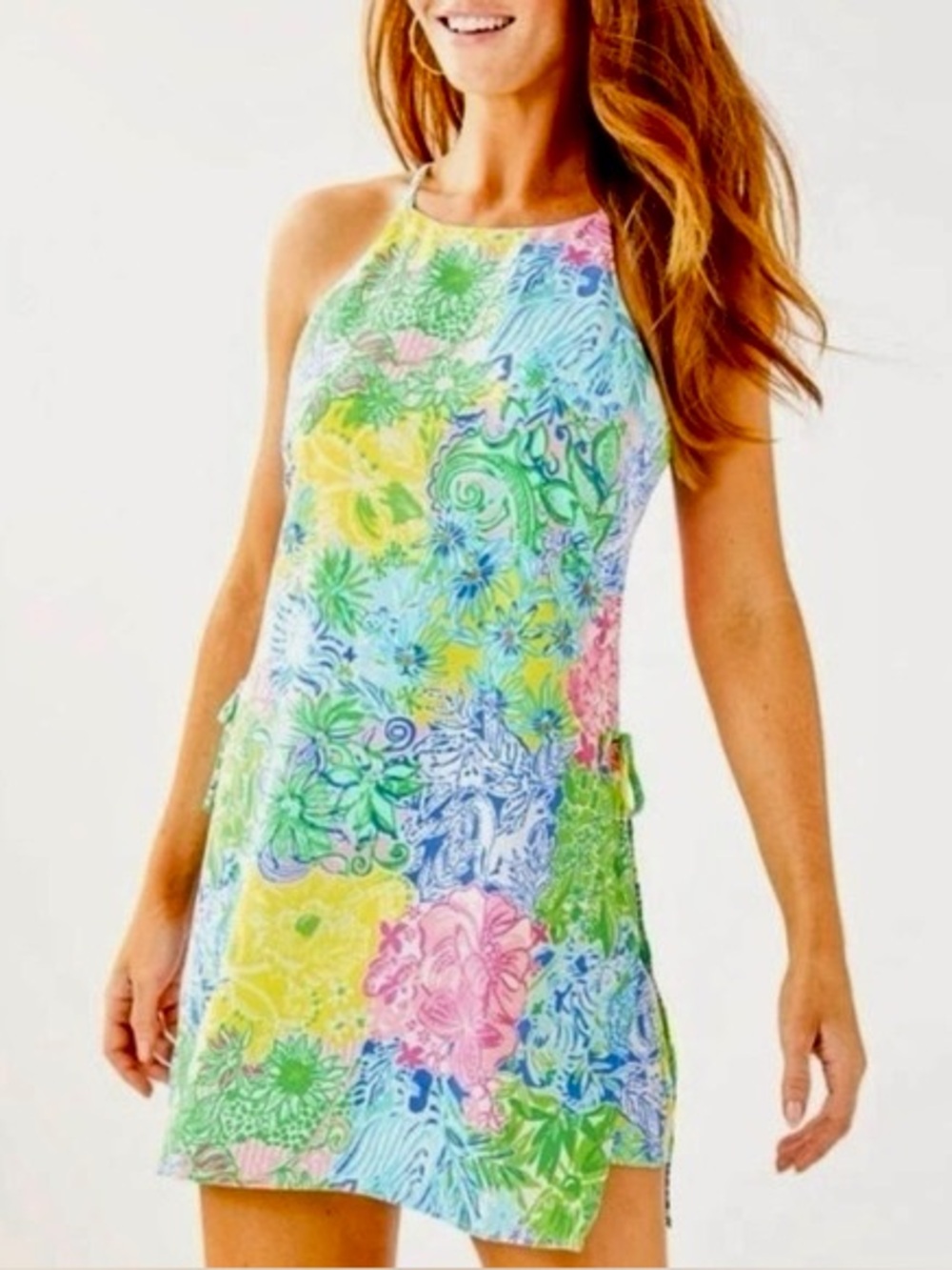 Lilly Pulitzer Pearl Romper Cheek Floral Halter Shift Dress